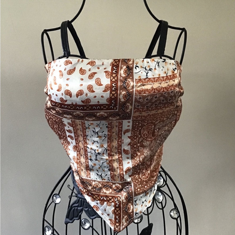 Brown and White Women's Top